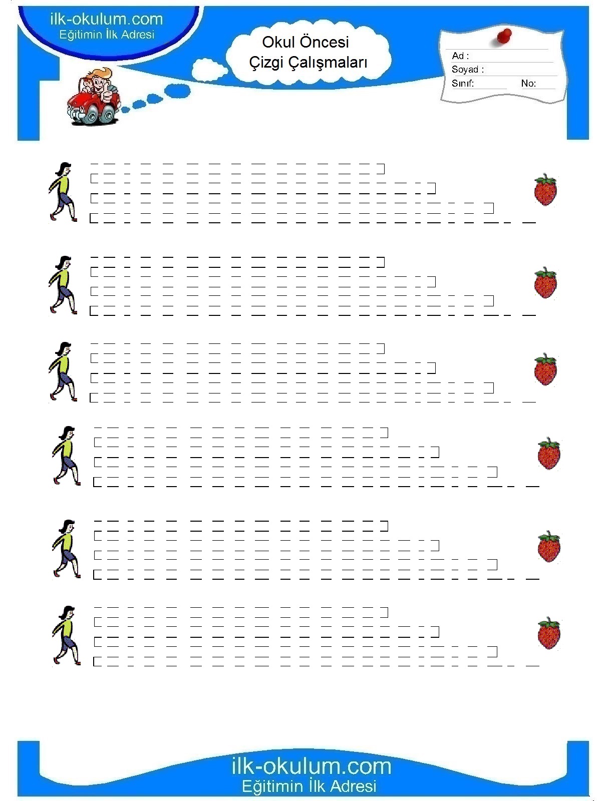 Çocuklar İçin Çizgi Çalışma Sayfaları 